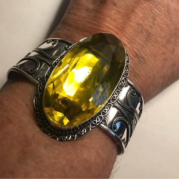 Citrine 925 Sterling Silver Cuff Bracelet